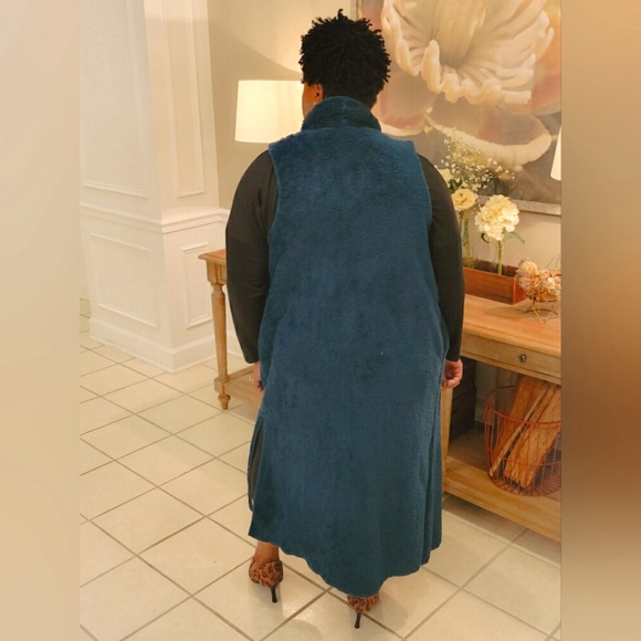 Oddy Waterfall Collar Maxi Vest Brand - Picture 3 of 5